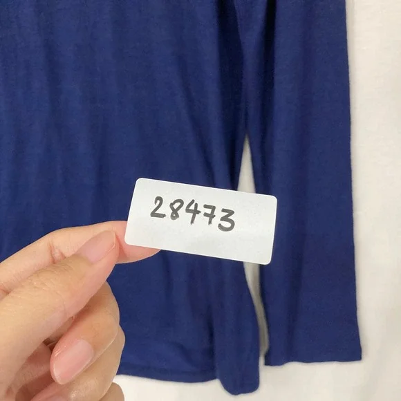 New 41 Hawthorn Surplice Wrap Knit Top XXL Navy Long Sleeve Ruched Preppy - Picture 9 of 9